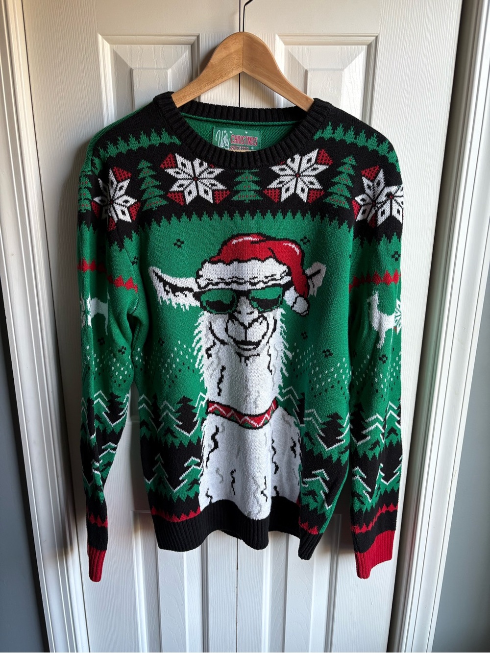 Ugly Christmas Sweater Mens Llama Santa Hat Holiday Party Size Medium